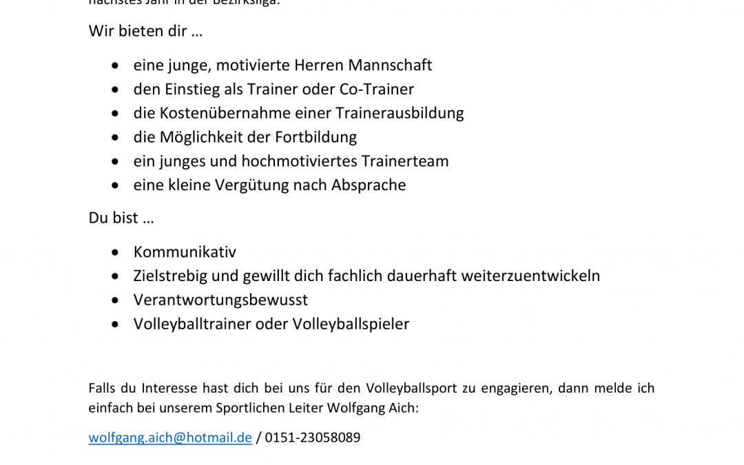 Trainer gesucht!